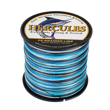 300M 328Yds Camo Blue 6lb-100lb HERCULES PE PE Braided Fishing Line 4 Strands
